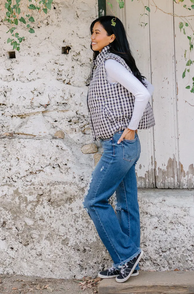 Lauren Mid Rise Distressed Dad Jeans