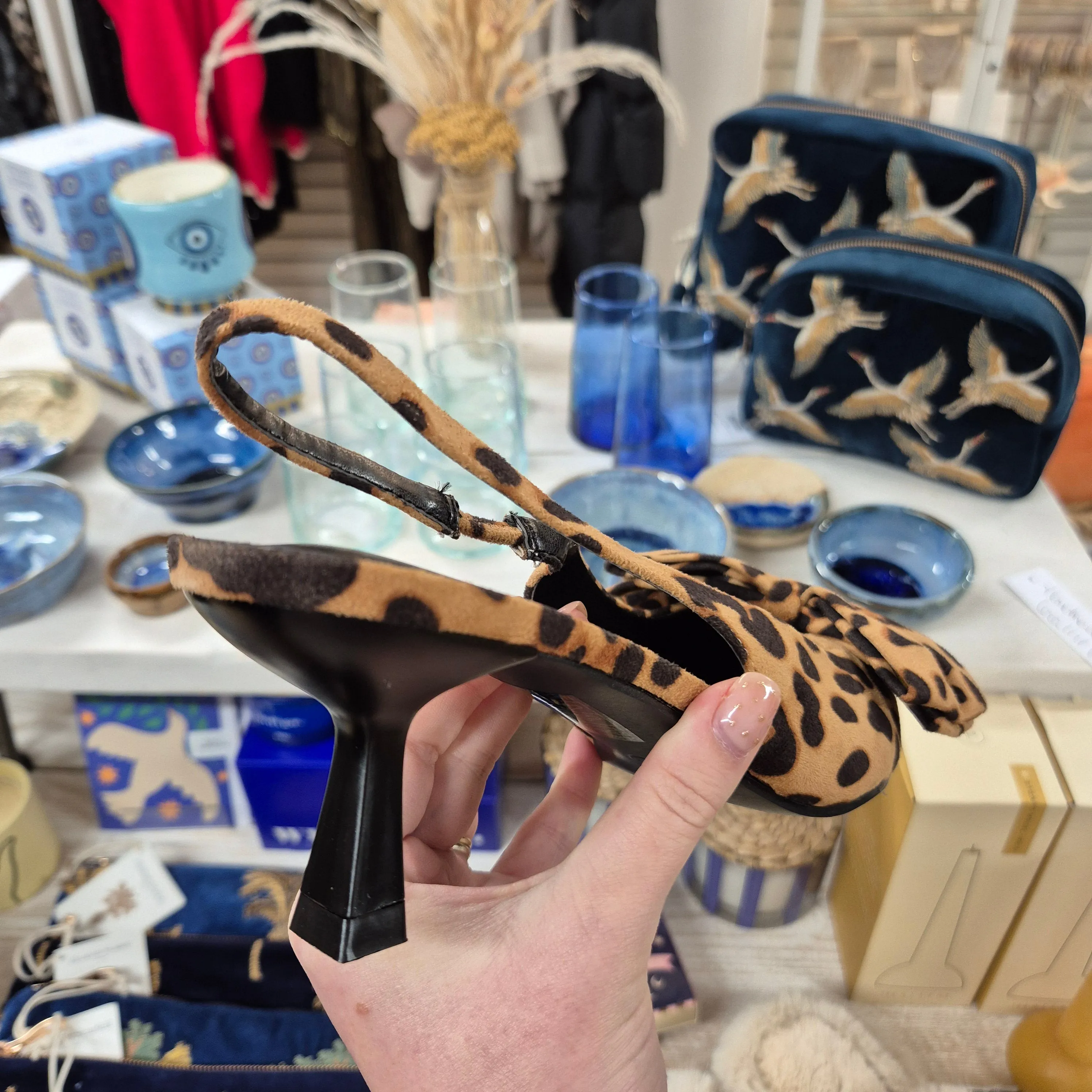 Leopard Bow Toe Kitten Heels
