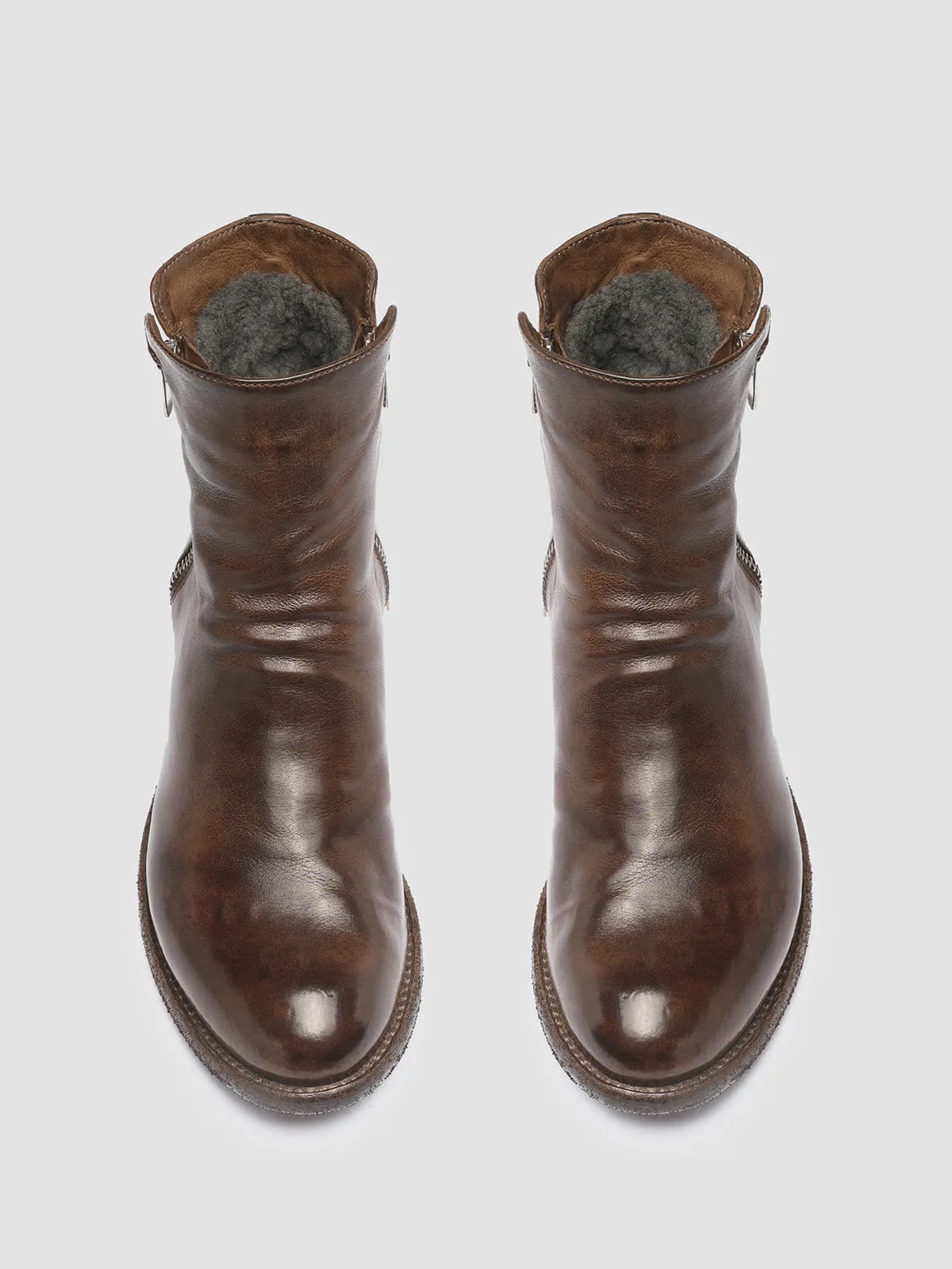 LEXIKON 097 - Brown Leather and Shearling Ankle Boots