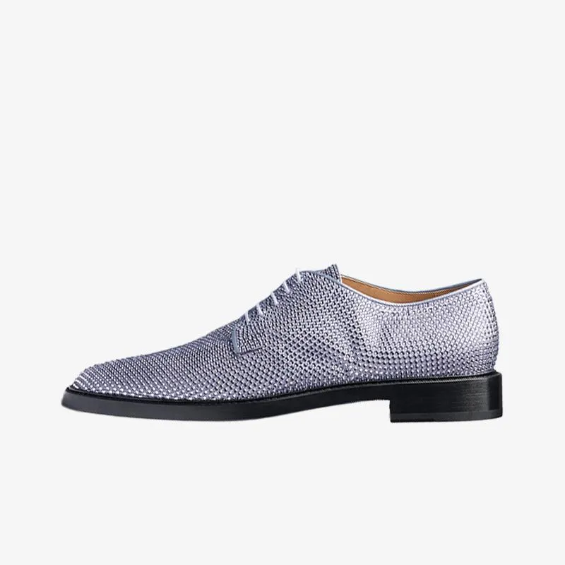 Light Blue Tabi Rhinestone Lace-up Shoes