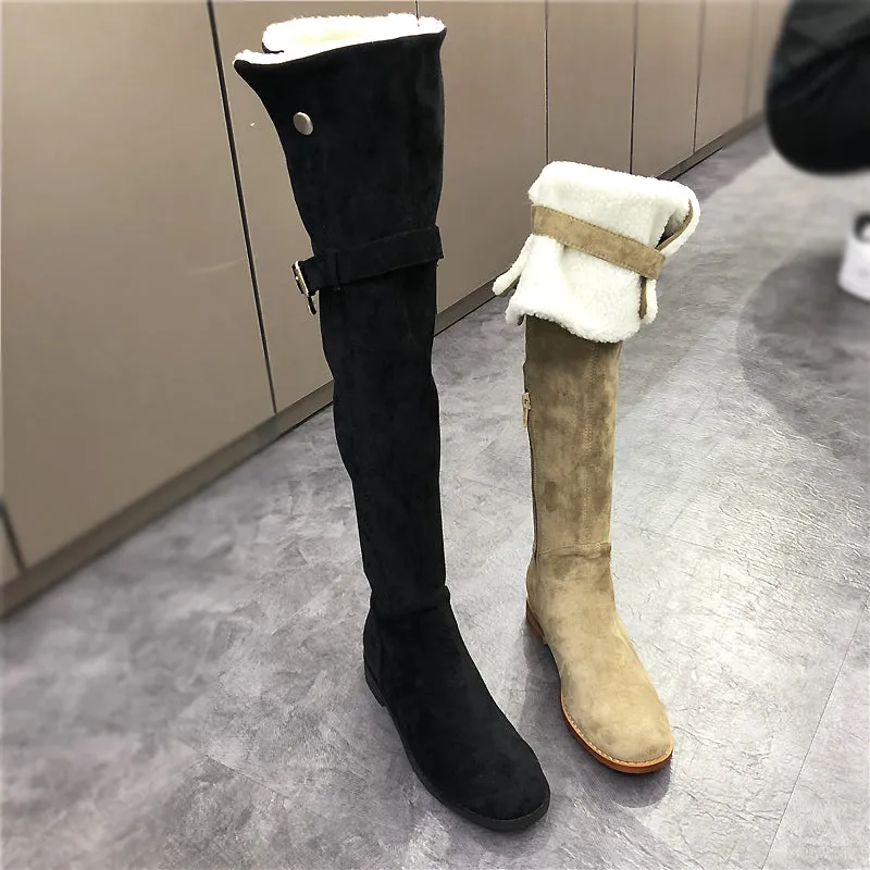 LUXE SEVEN DESIGN SHEARLING OVER THE KNEE BOOTS