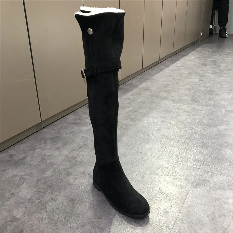 LUXE SEVEN DESIGN SHEARLING OVER THE KNEE BOOTS