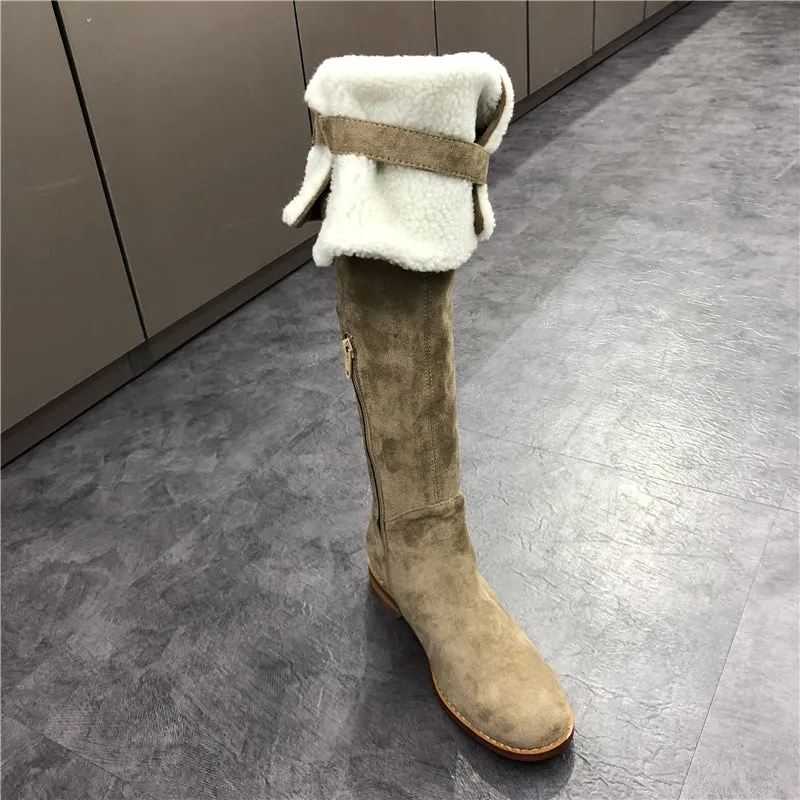 LUXE SEVEN DESIGN SHEARLING OVER THE KNEE BOOTS