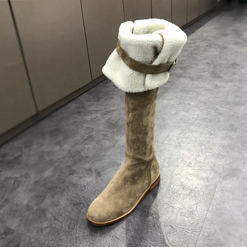 LUXE SEVEN DESIGN SHEARLING OVER THE KNEE BOOTS