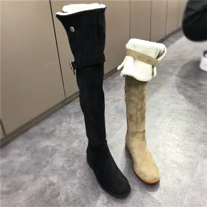 LUXE SEVEN DESIGN SHEARLING OVER THE KNEE BOOTS