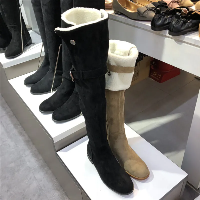 LUXE SEVEN DESIGN SHEARLING OVER THE KNEE BOOTS