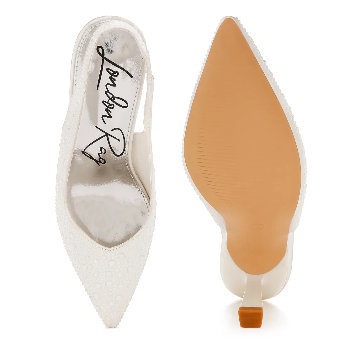 Luxurious Satin Pearl Slingback Sandals