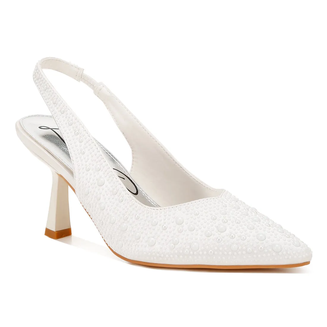 Luxurious Satin Pearl Slingback Sandals