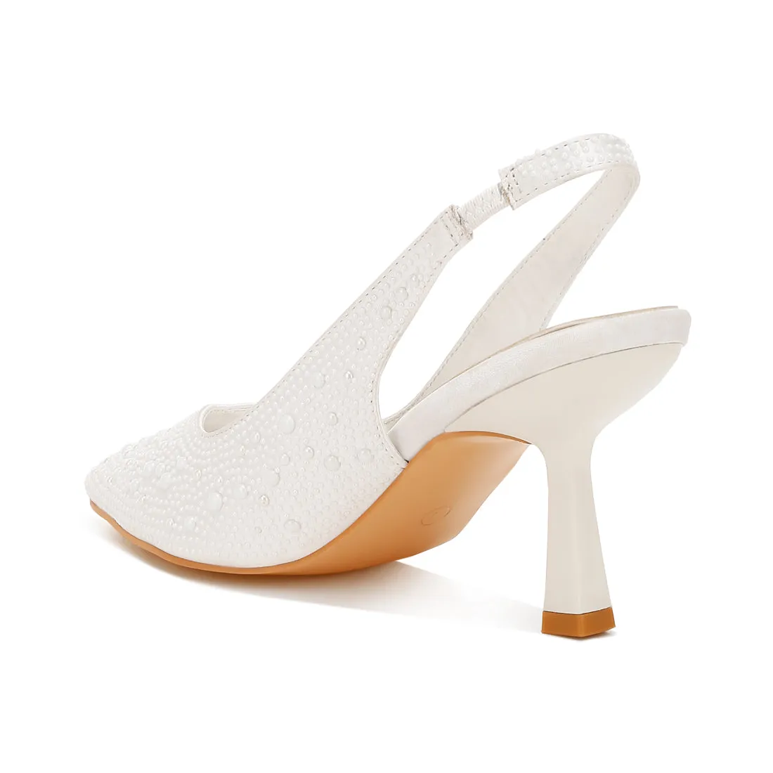 Luxurious Satin Pearl Slingback Sandals