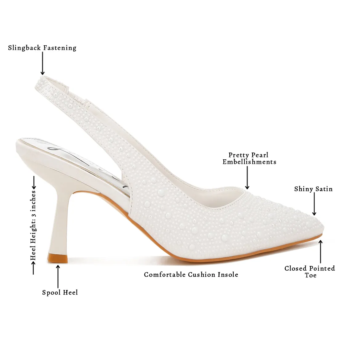 Luxurious Satin Pearl Slingback Sandals