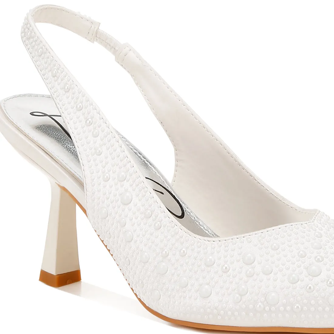 Luxurious Satin Pearl Slingback Sandals