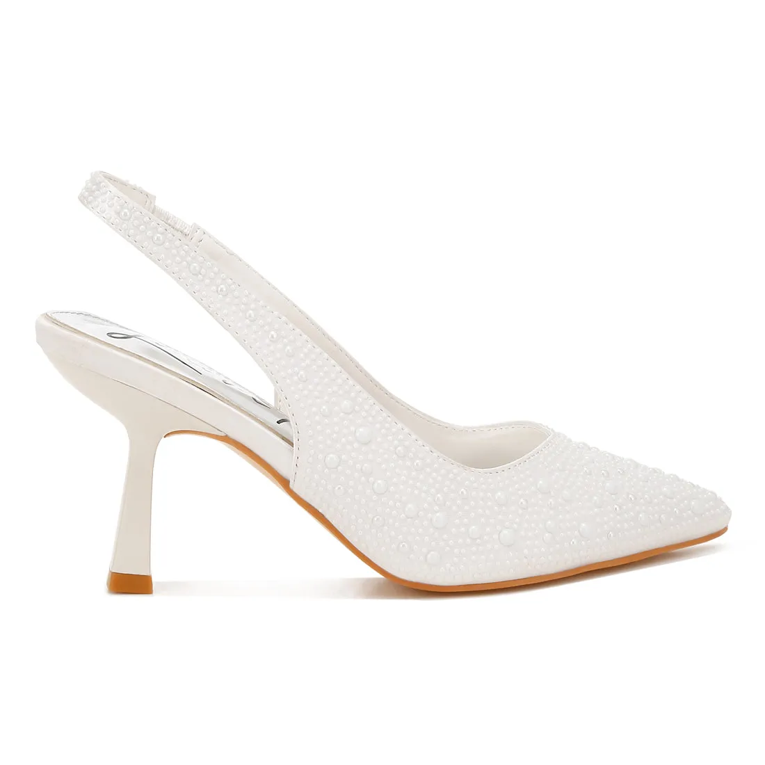 Luxurious Satin Pearl Slingback Sandals