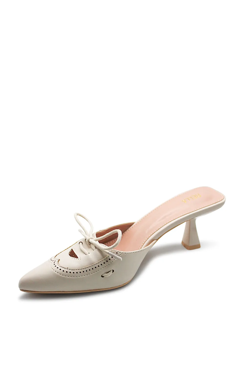 Mazzy Pointed Toe Kitten Heel - Beige