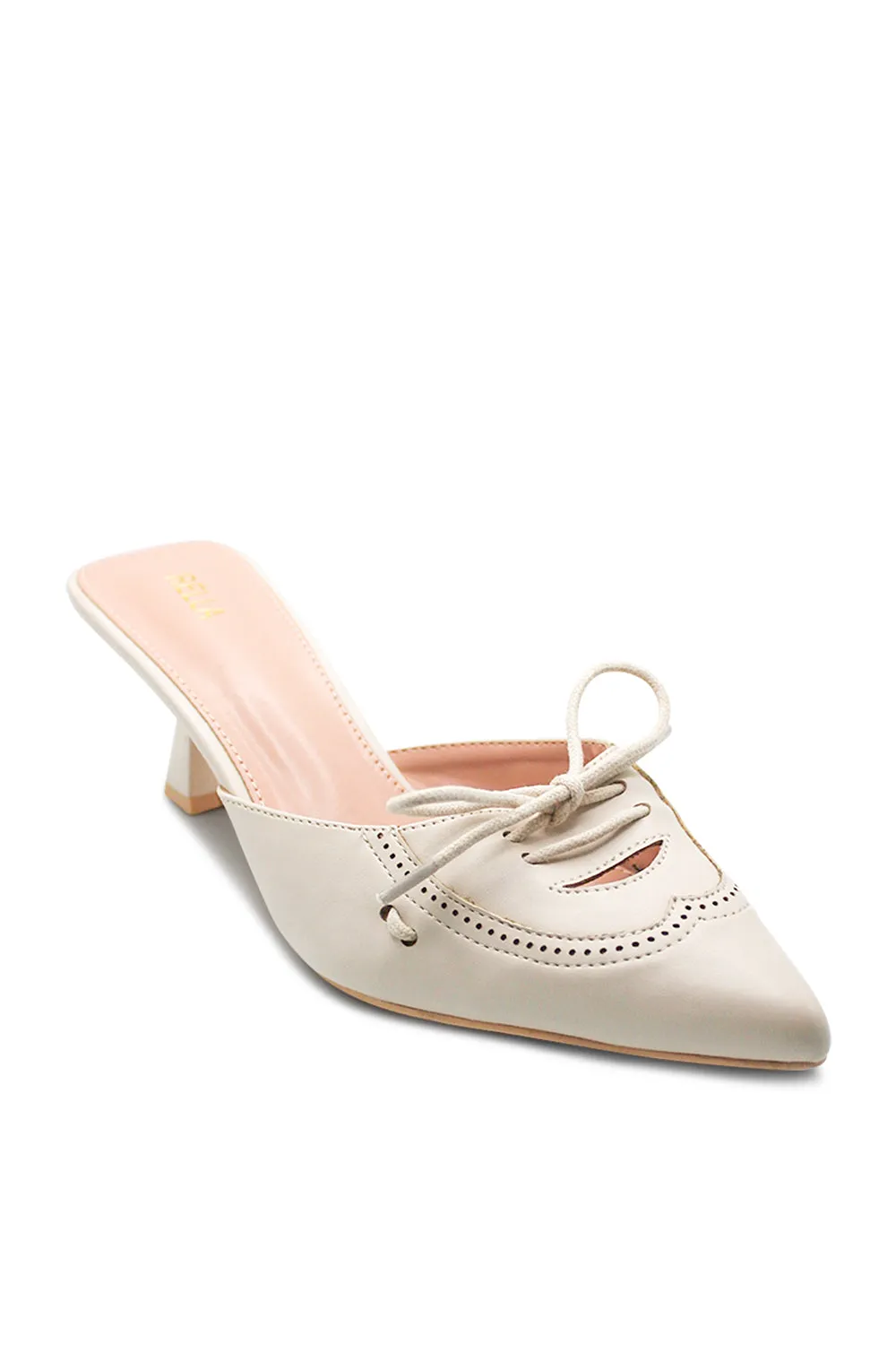 Mazzy Pointed Toe Kitten Heel - Beige