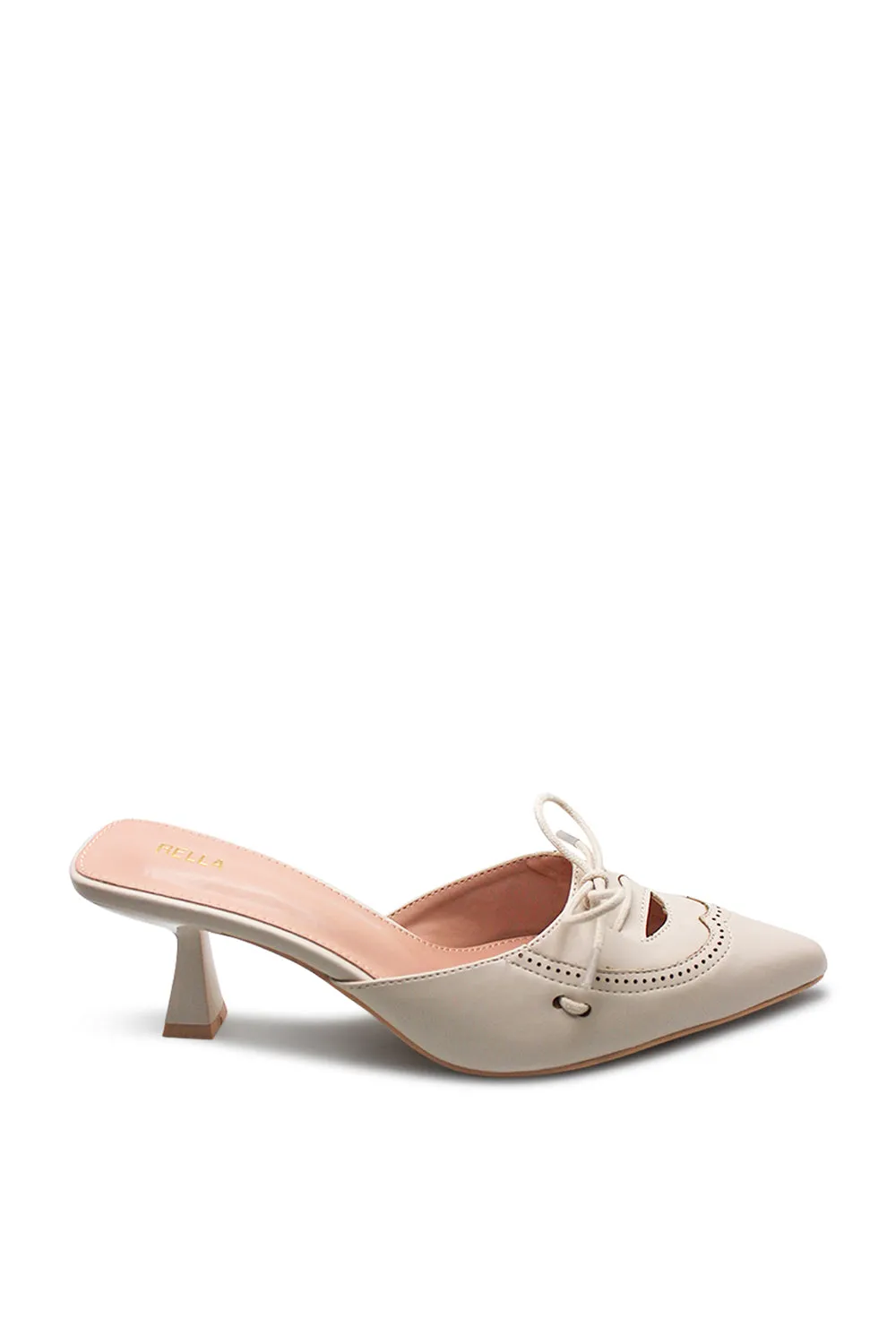 Mazzy Pointed Toe Kitten Heel - Beige