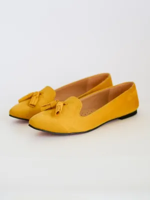 Mustard Yellow Classic Pointed Tasseled Flats