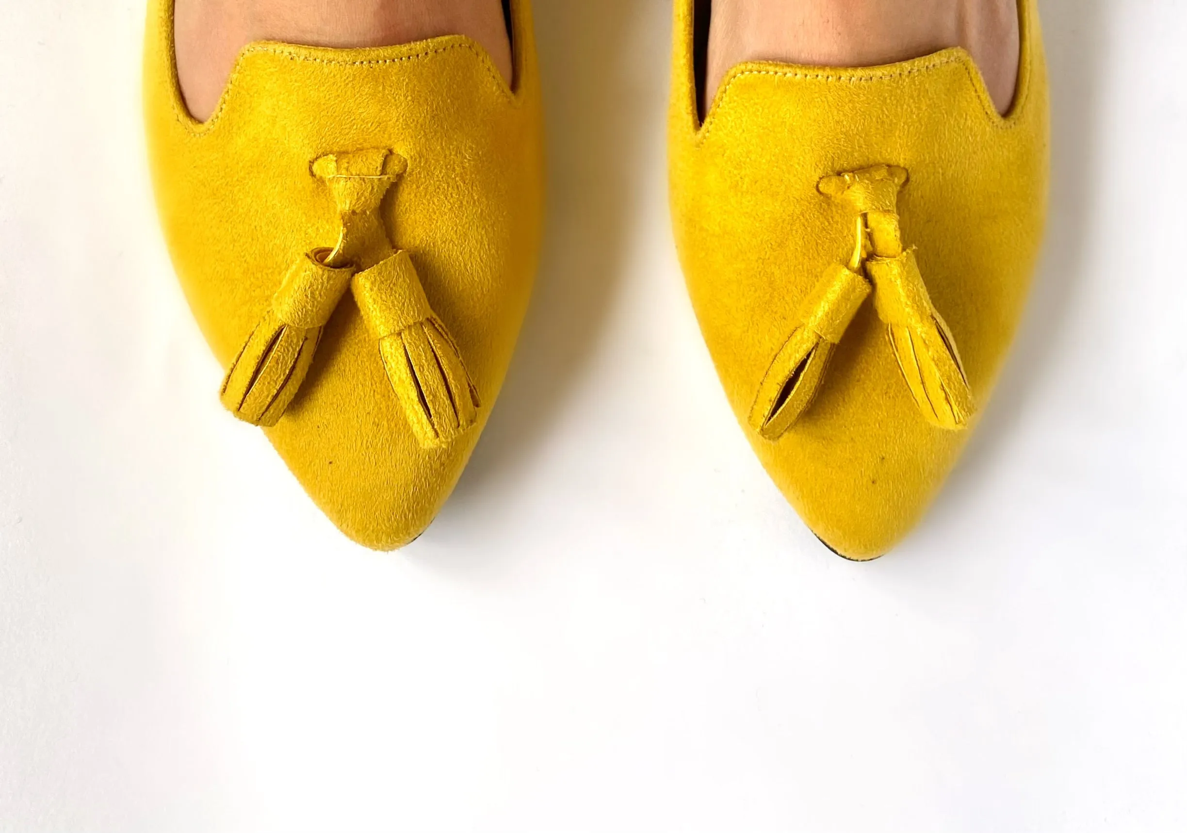Mustard Yellow Classic Pointed Tasseled Flats