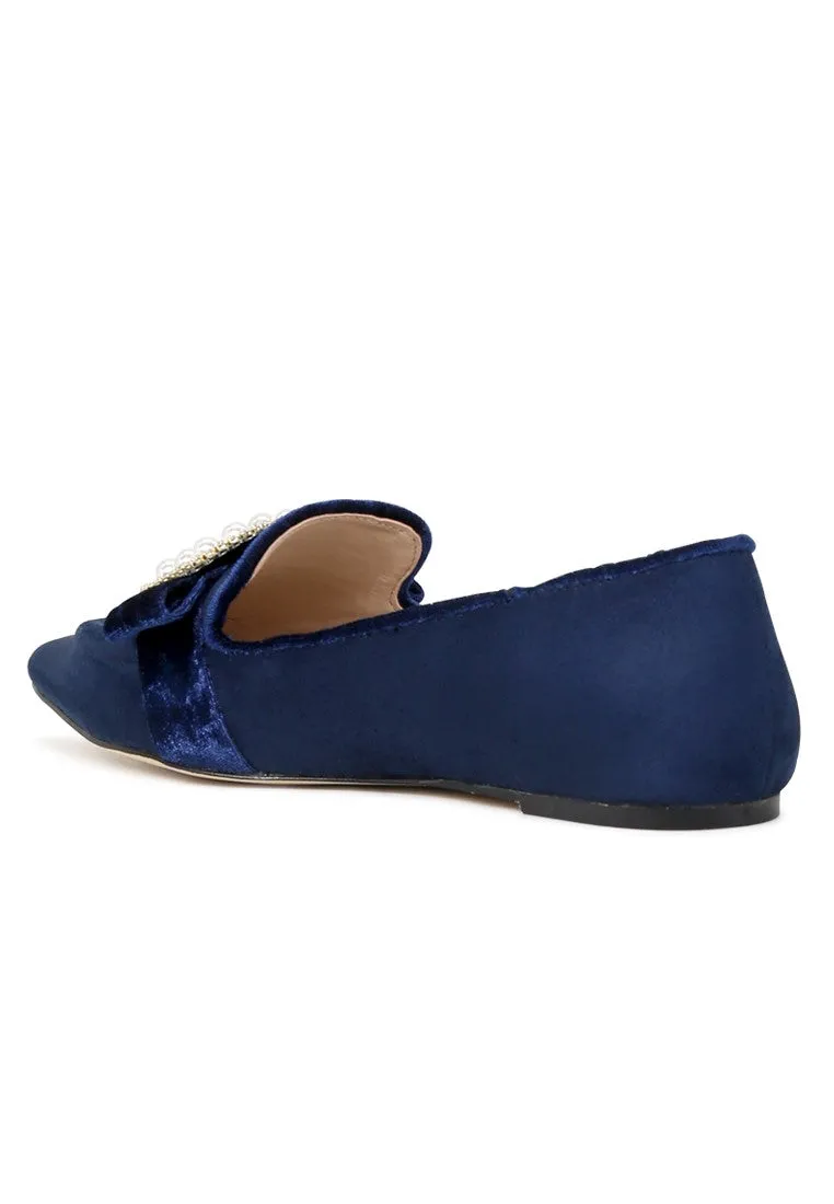 Navy Blue Pointed Flat Ballerinas