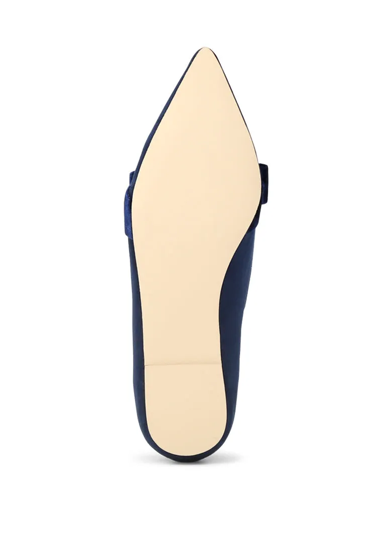 Navy Blue Pointed Flat Ballerinas