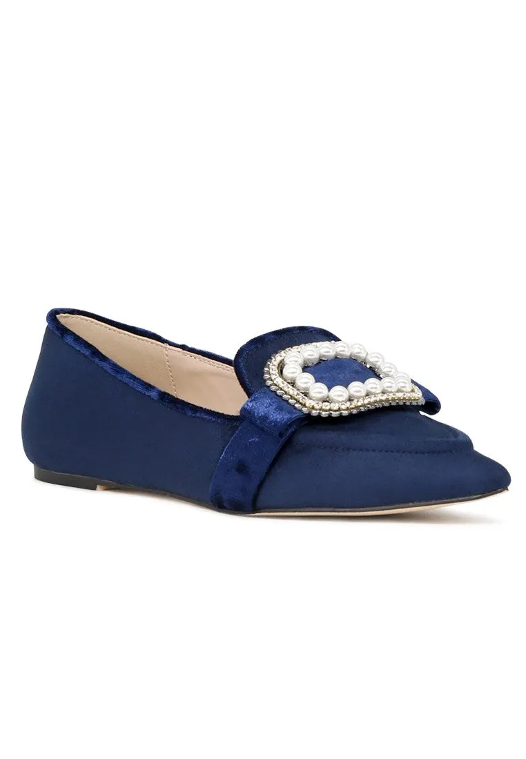 Navy Blue Pointed Flat Ballerinas