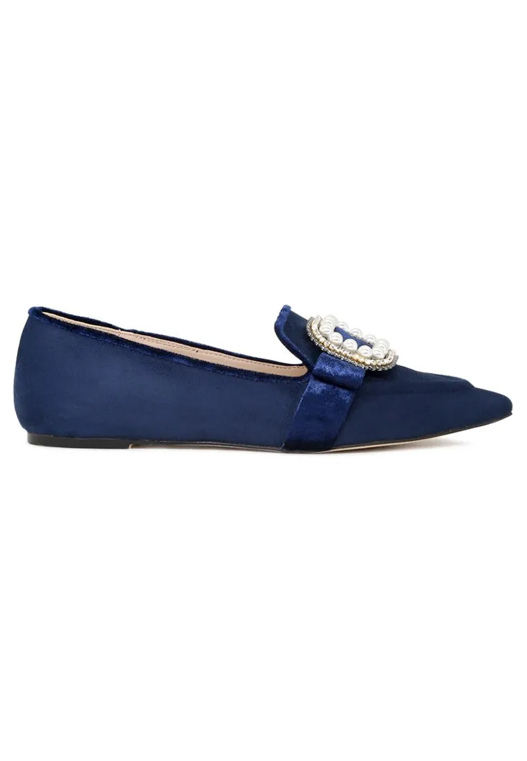 Navy Blue Pointed Flat Ballerinas