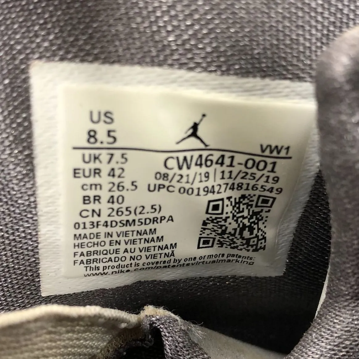 Nike Air Jordan 6 Rings '3M' Men's Grey Basketball Sneakers - Size 8.5 ( COA)