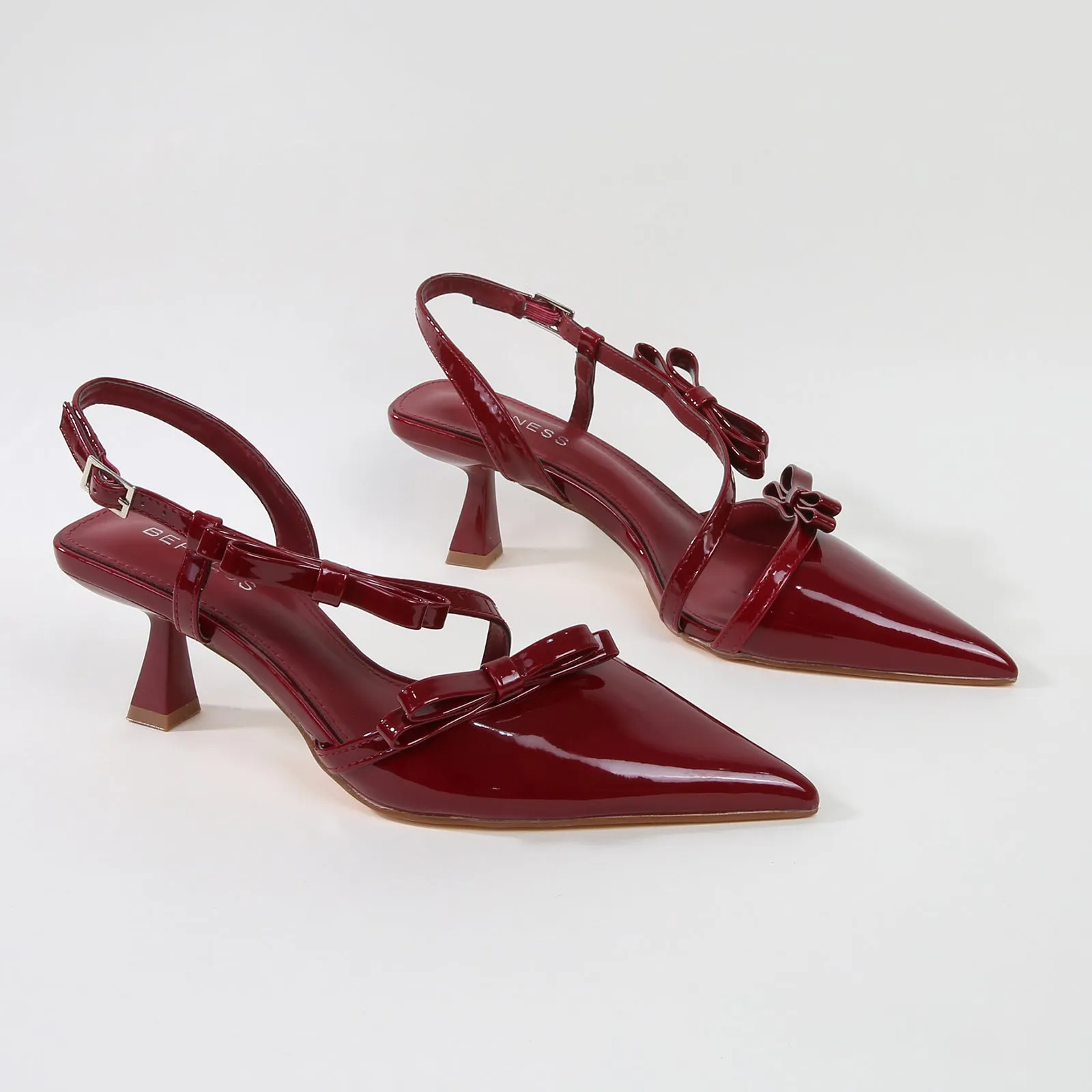 Odaliz Patent Leather Slingback Pump Heels with Bow Detail