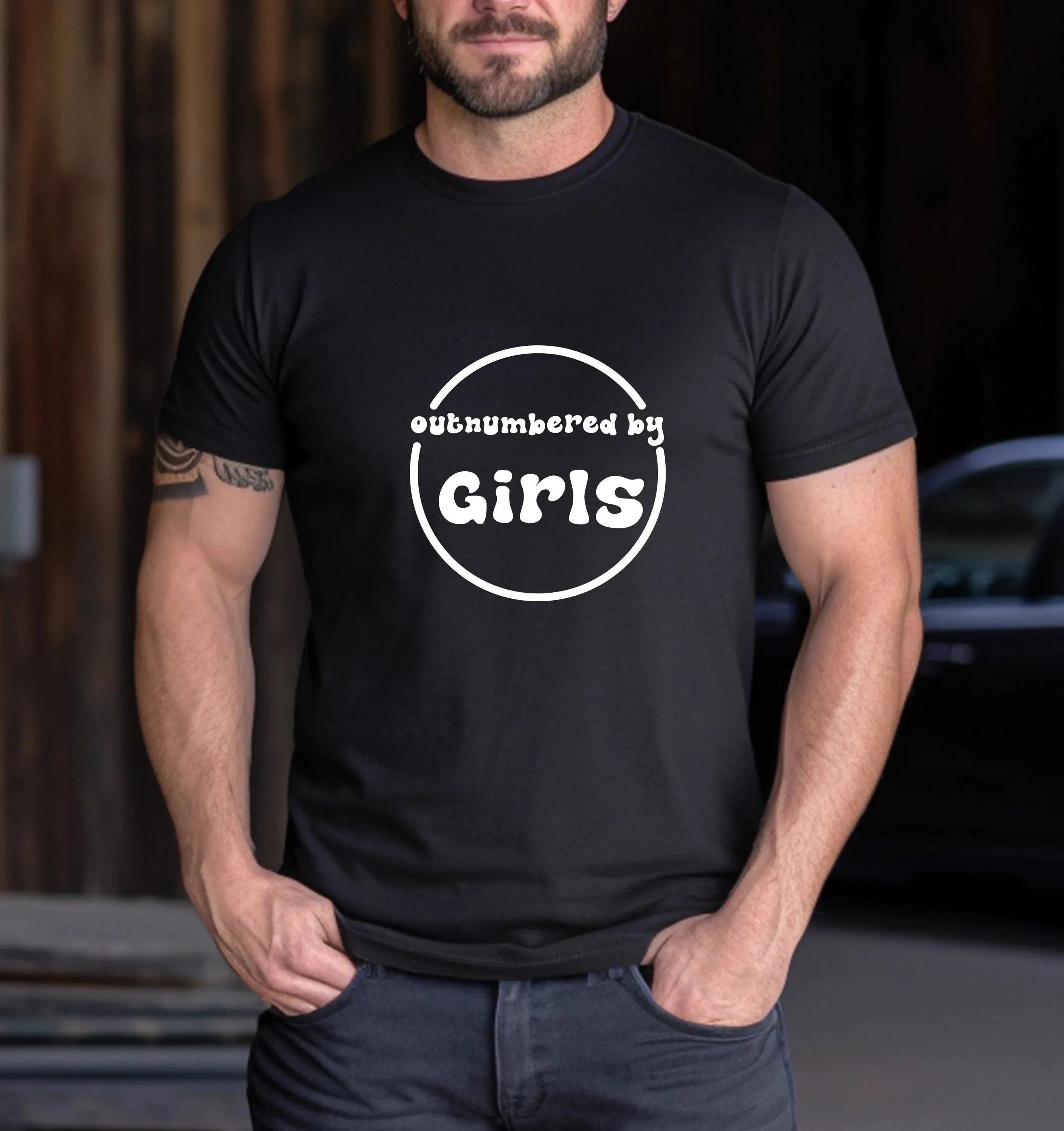 Outnumbered by Girls Daddy T-shirt