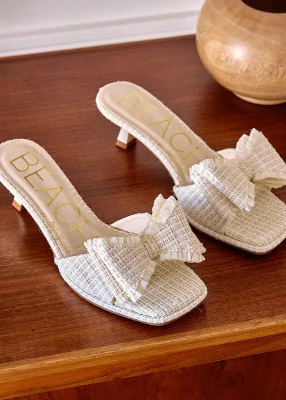 Penelope Bow Kitten Heel - White