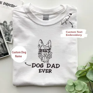 Personalized Best German Shepherd Dog Dad Ever Embroidered Colar Shirt, Custom Shirt with Dog Name, Gifts For German Shepherd Lovers