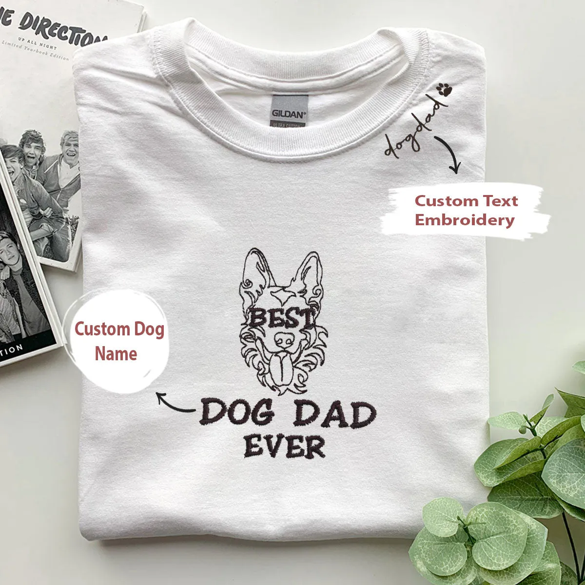 Personalized Best German Shepherd Dog Dad Ever Embroidered Colar Shirt, Custom Shirt with Dog Name, Gifts For German Shepherd Lovers