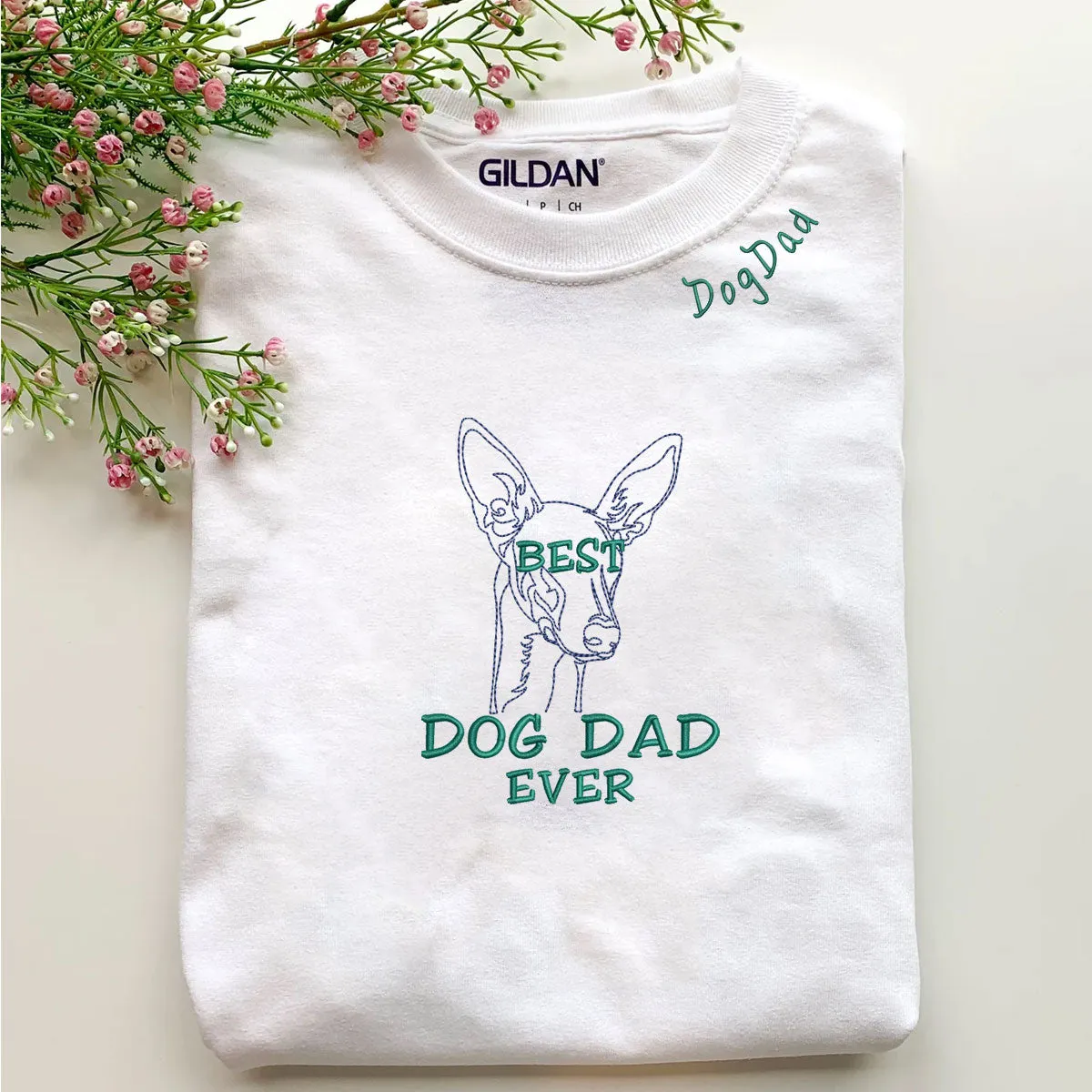 Personalized Best Italian Greyhound Dog Dad Ever Shirt Embroidered Collar, Custom Shirt with Dog Name, Best Gifts For Greyhound Lovers