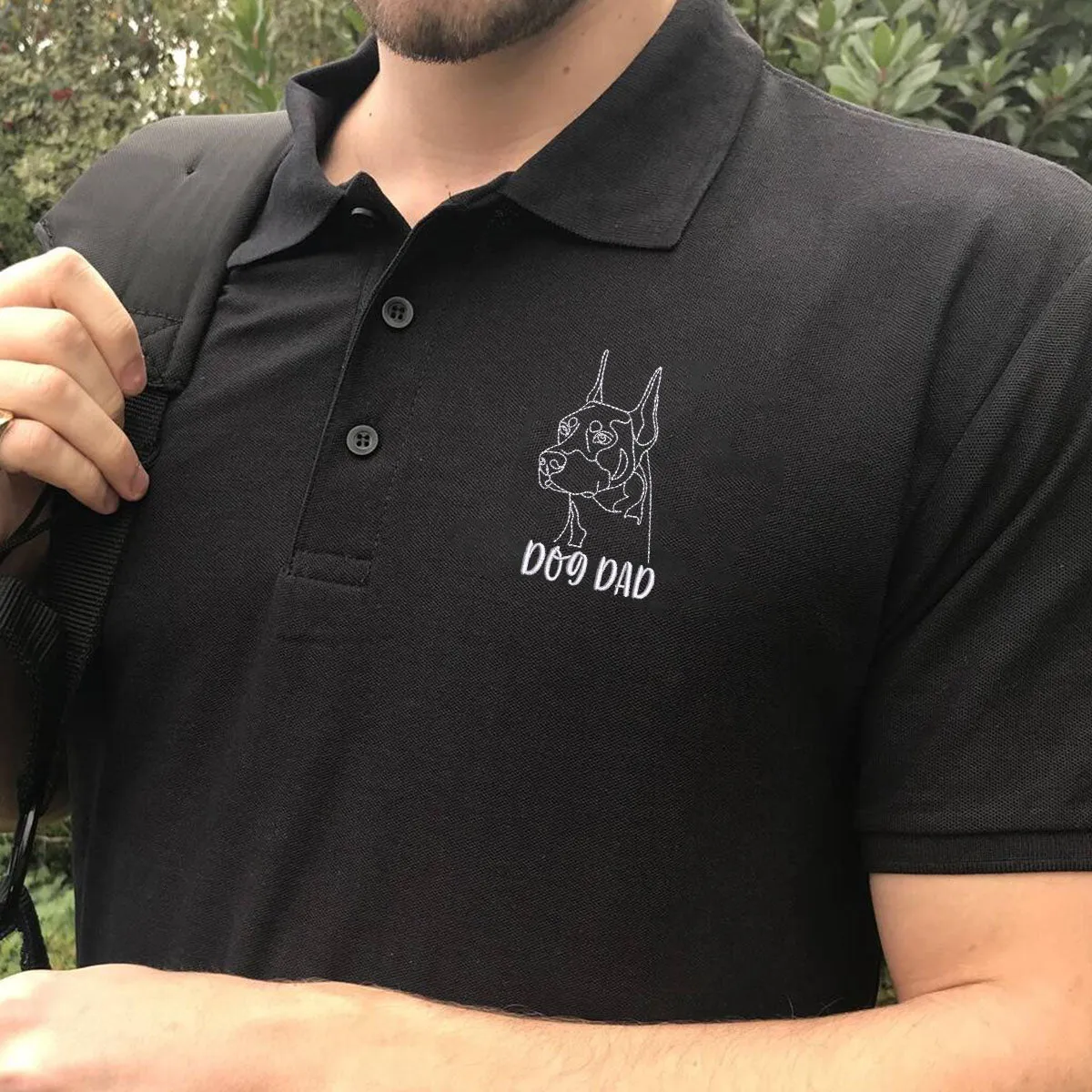 Personalized Doberman Dog Dad Embroidered Polo Shirt, Custom Polo Shirt with Dog Name, Best Gifts For Doberman Lovers
