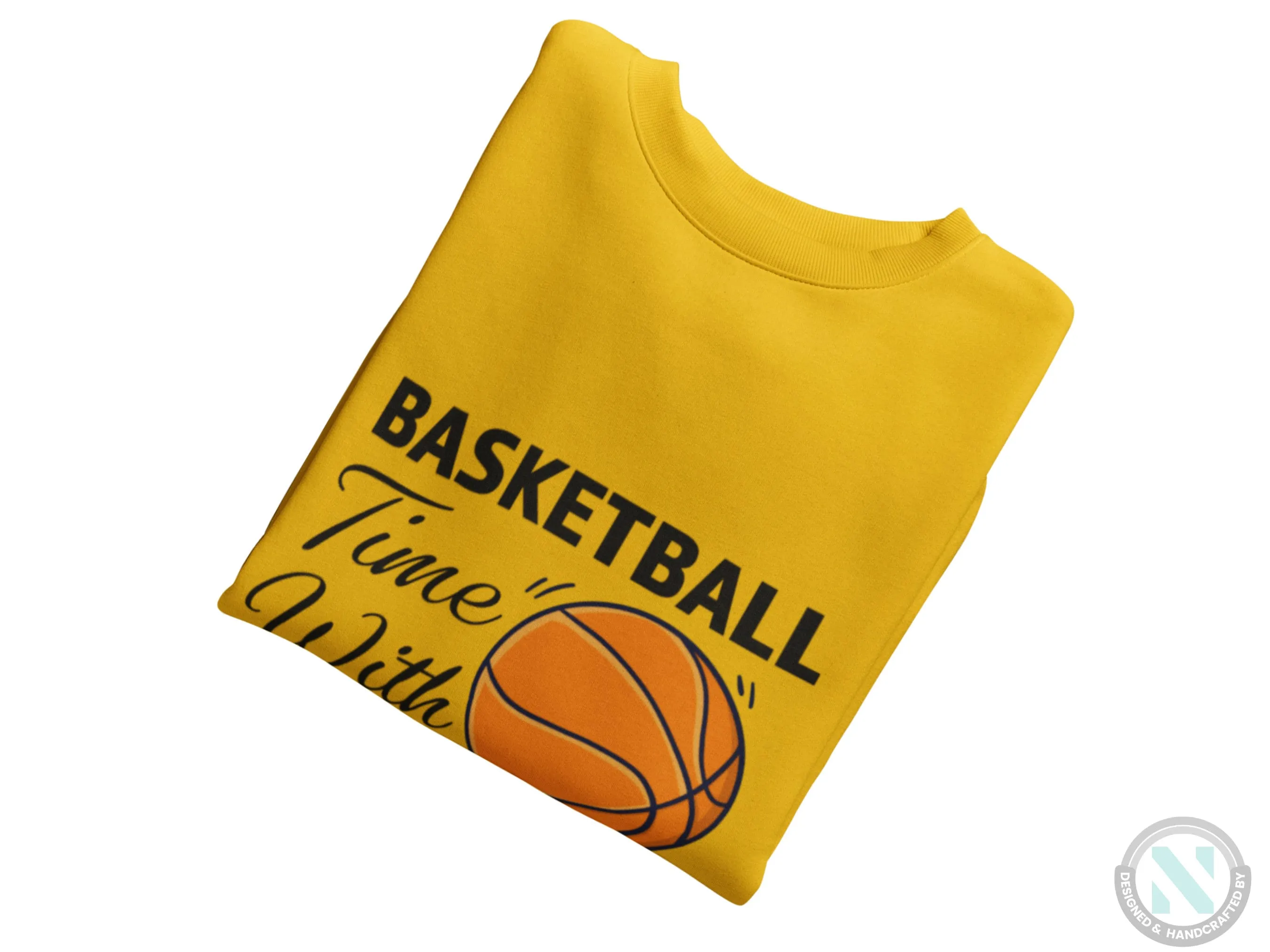 Personalized Name Sport Sweatshirt with Basketball Time with Dad Text