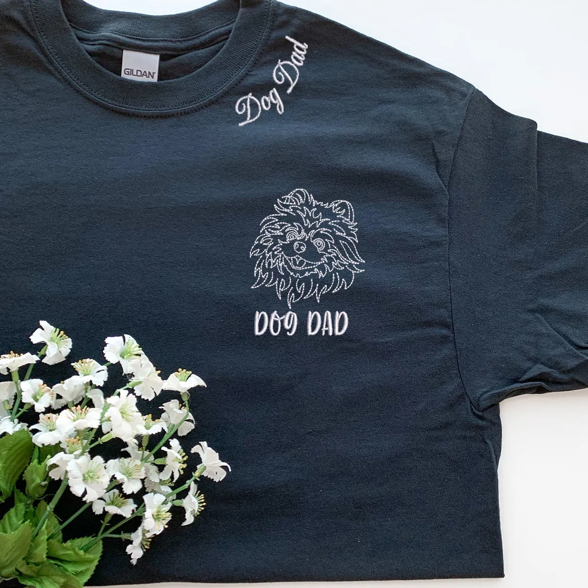 Personalized Pomeranian Dog Dad Embroidered Collar Shirt, Custom Shirt with Dog Name, Best Gifts For Pomeranian Lovers