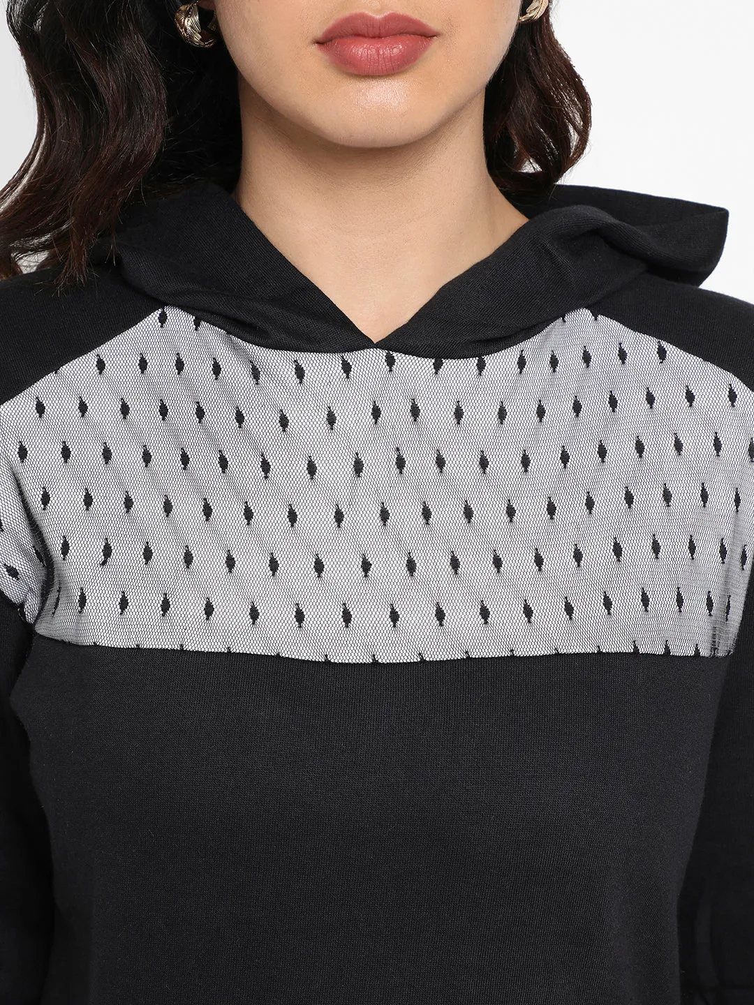 Pullover Hoodie With Mesh Details