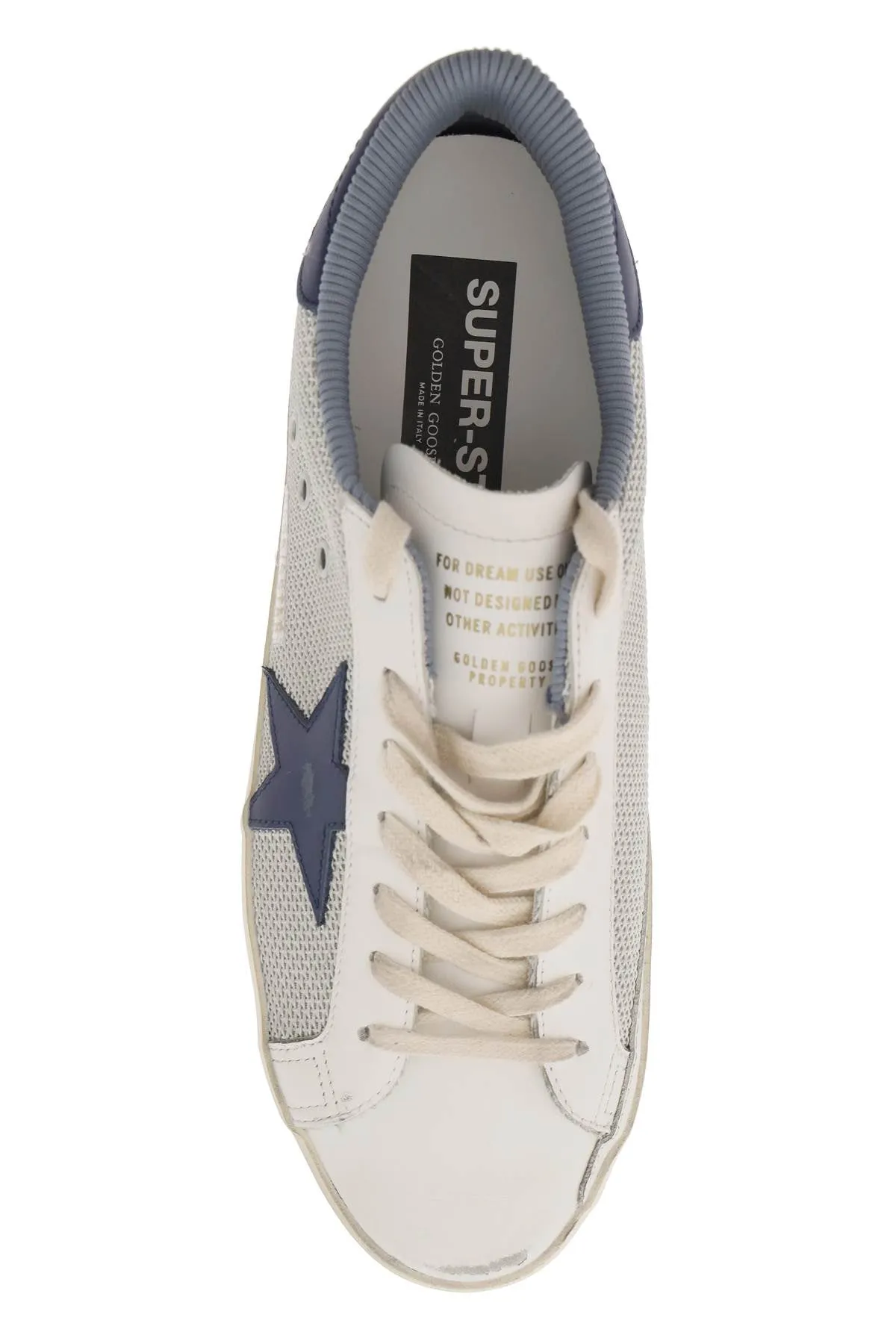"super-star sneakers in mesh and leather