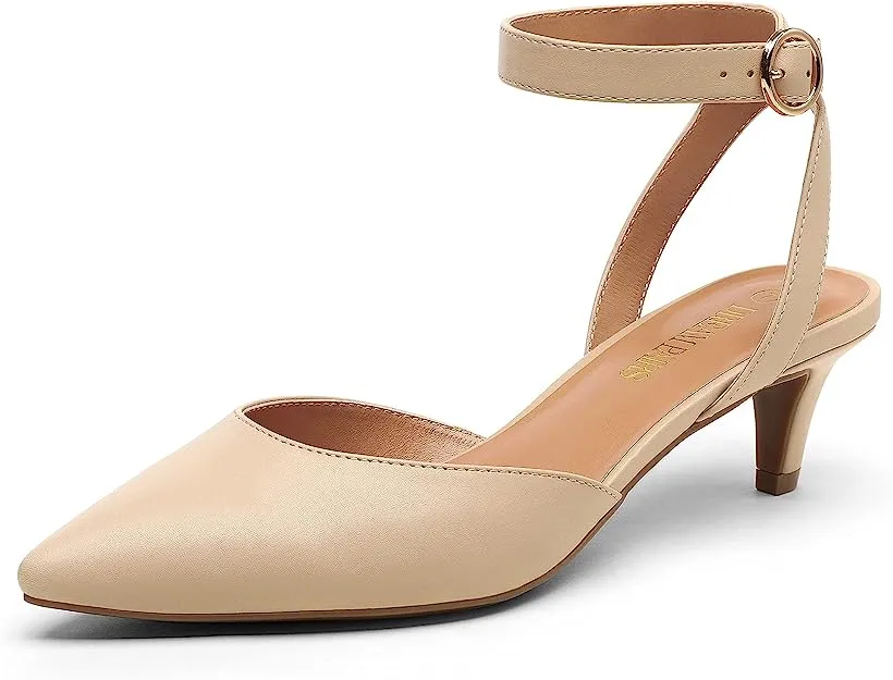 Red Ankle Strap Low Heel Closed Toe Shoes