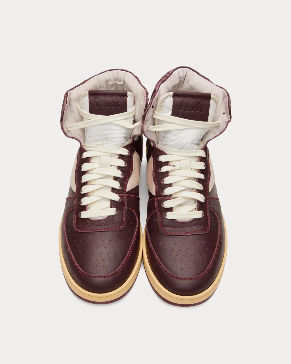 Rhecess Buffed-Leather Maroon High Top Sneakers