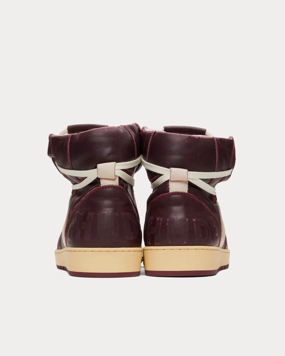 Rhecess Buffed-Leather Maroon High Top Sneakers