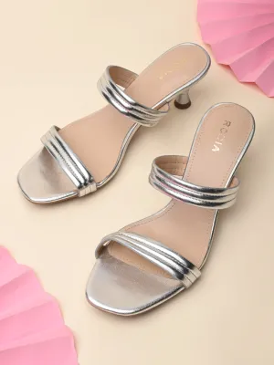 Rocia By Regal Silver Women Kitten Heel Sandals
