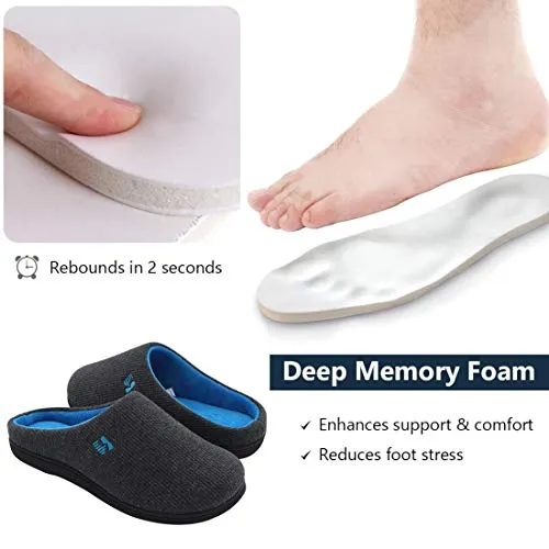 RockDove Men's Original Two-Tone Memory Foam Slipper, Size 9-10 US Men, Dark Grey/Blue