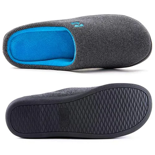 RockDove Men's Original Two-Tone Memory Foam Slipper, Size 9-10 US Men, Dark Grey/Blue