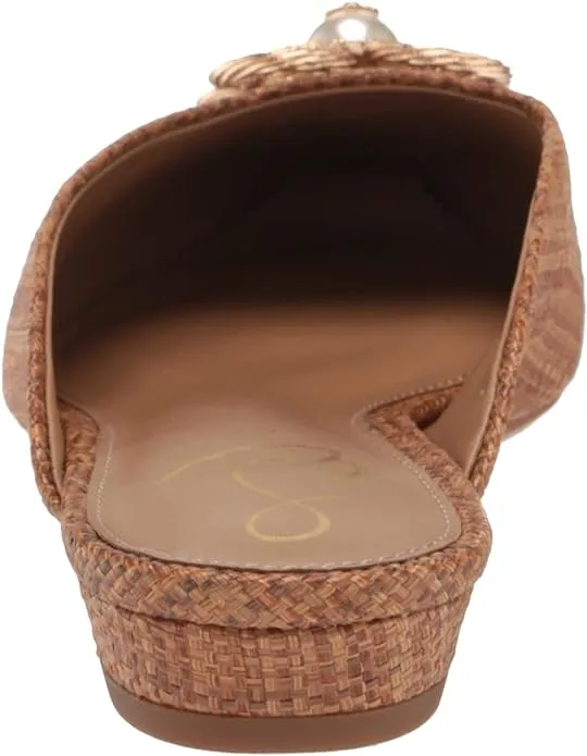 Sam Edelman Jayden Cuoio Weave Embellished Slip On Pointed Toe Mules Flats