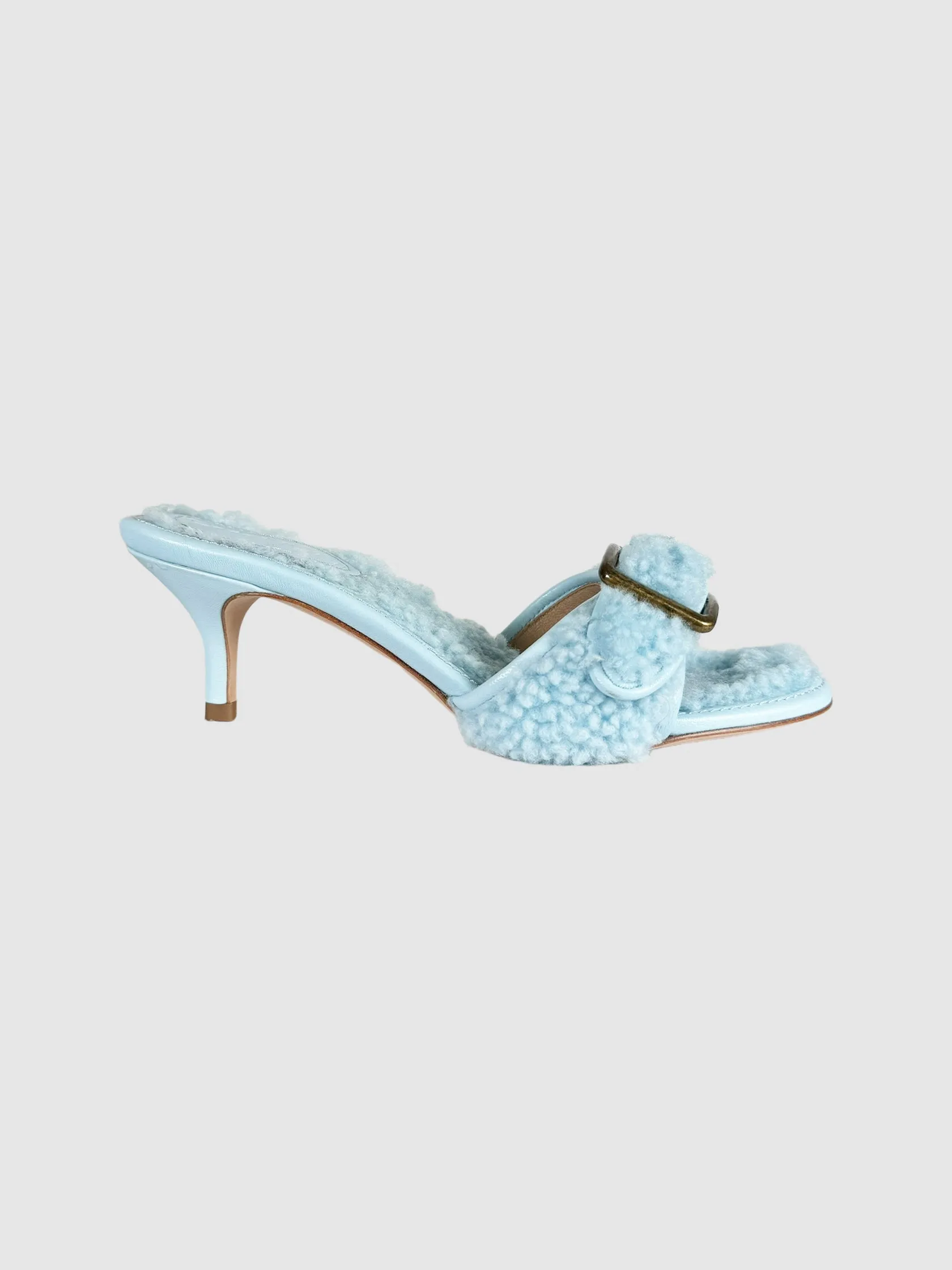 Shearling Kitten Heels - Size 6
