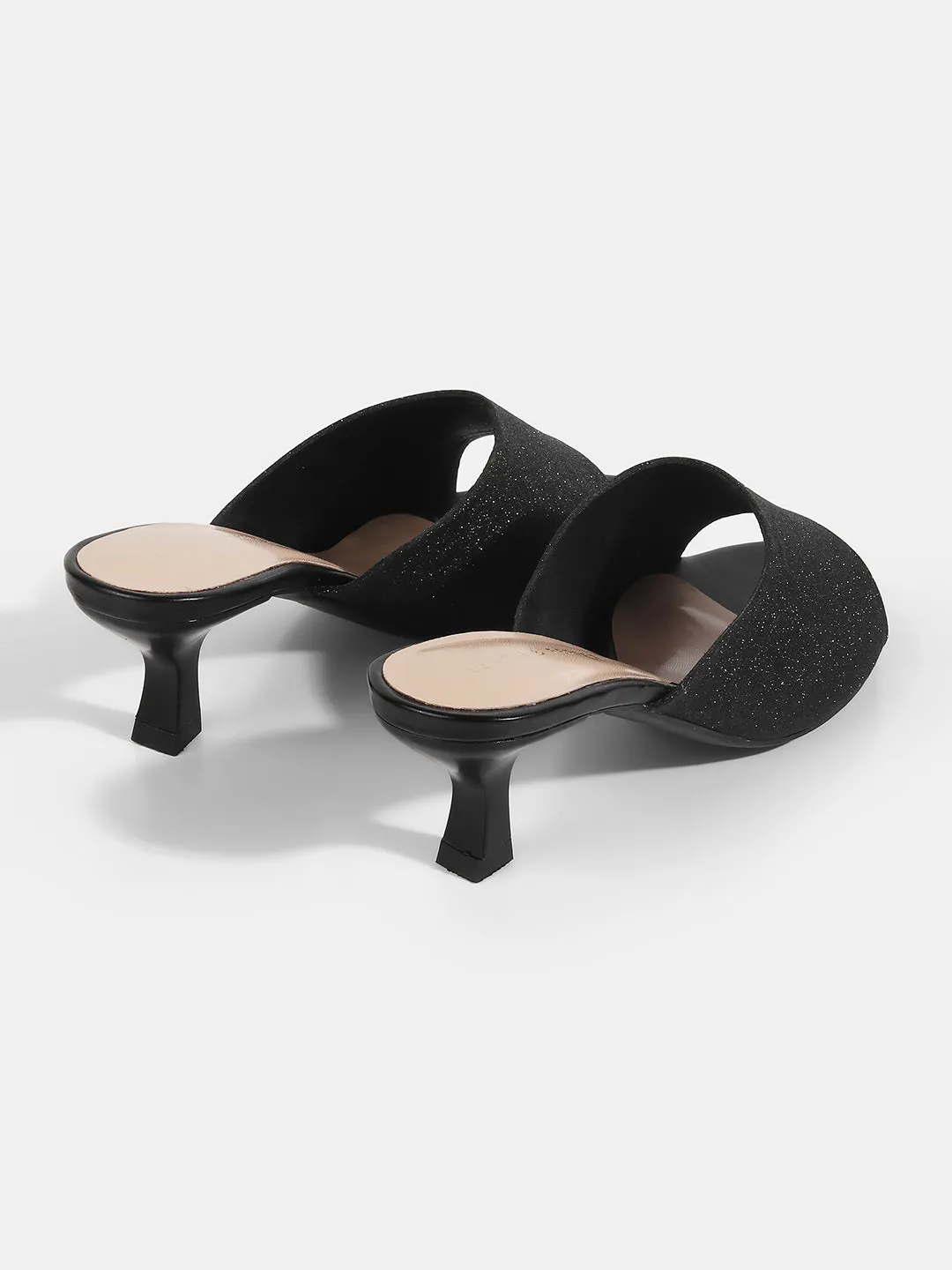Shimmer Kitten Heel Mules