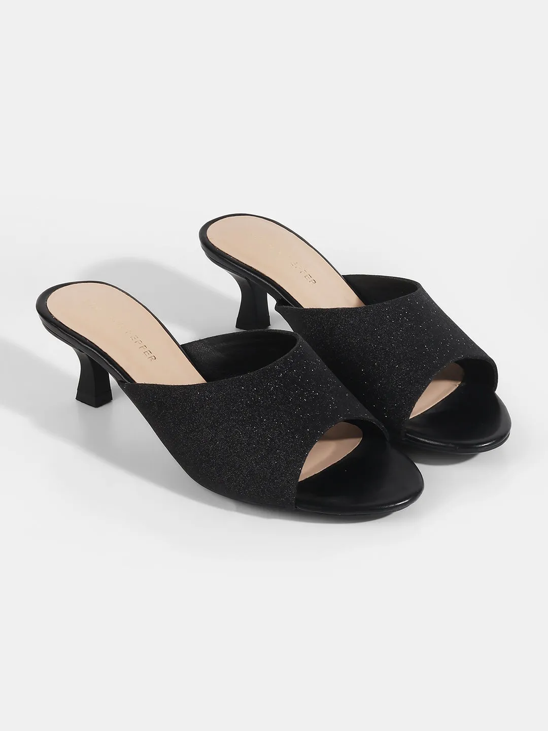 Shimmer Kitten Heel Mules