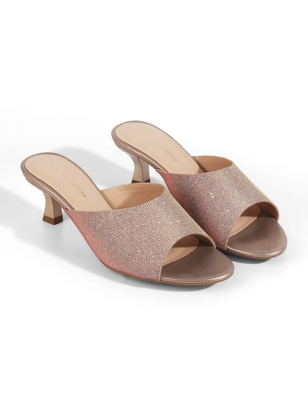 Shimmer Kitten Heel Mules
