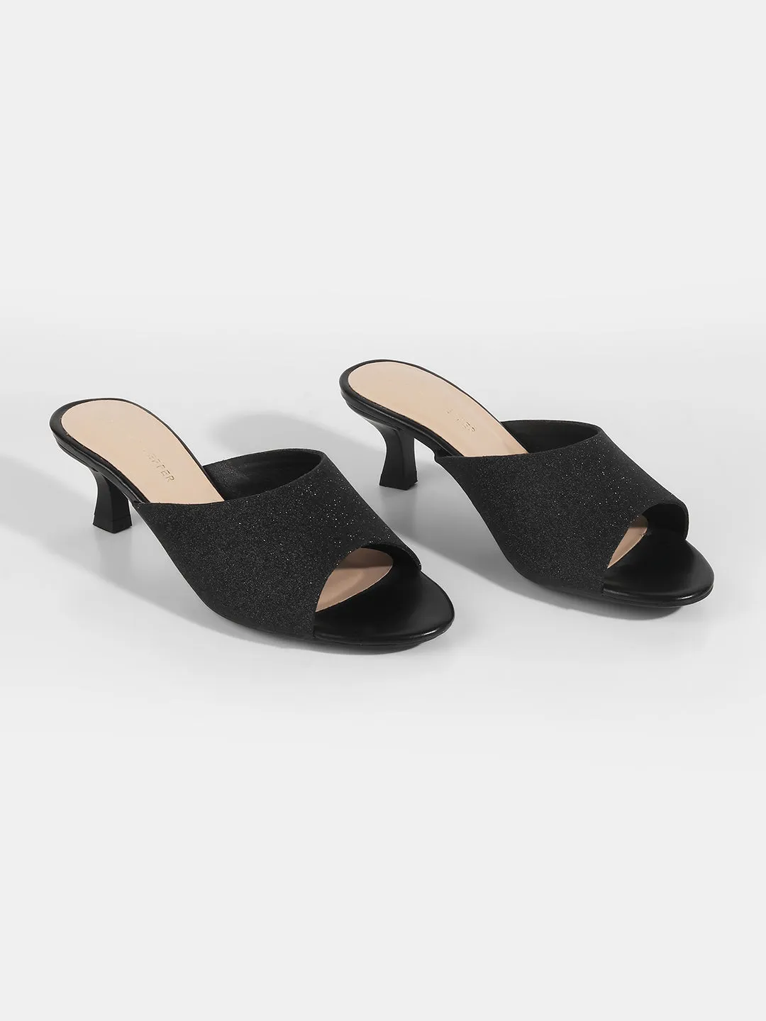 Shimmer Kitten Heel Mules