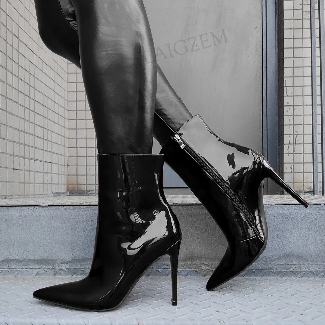 Shiny High Heels Ankle Boots